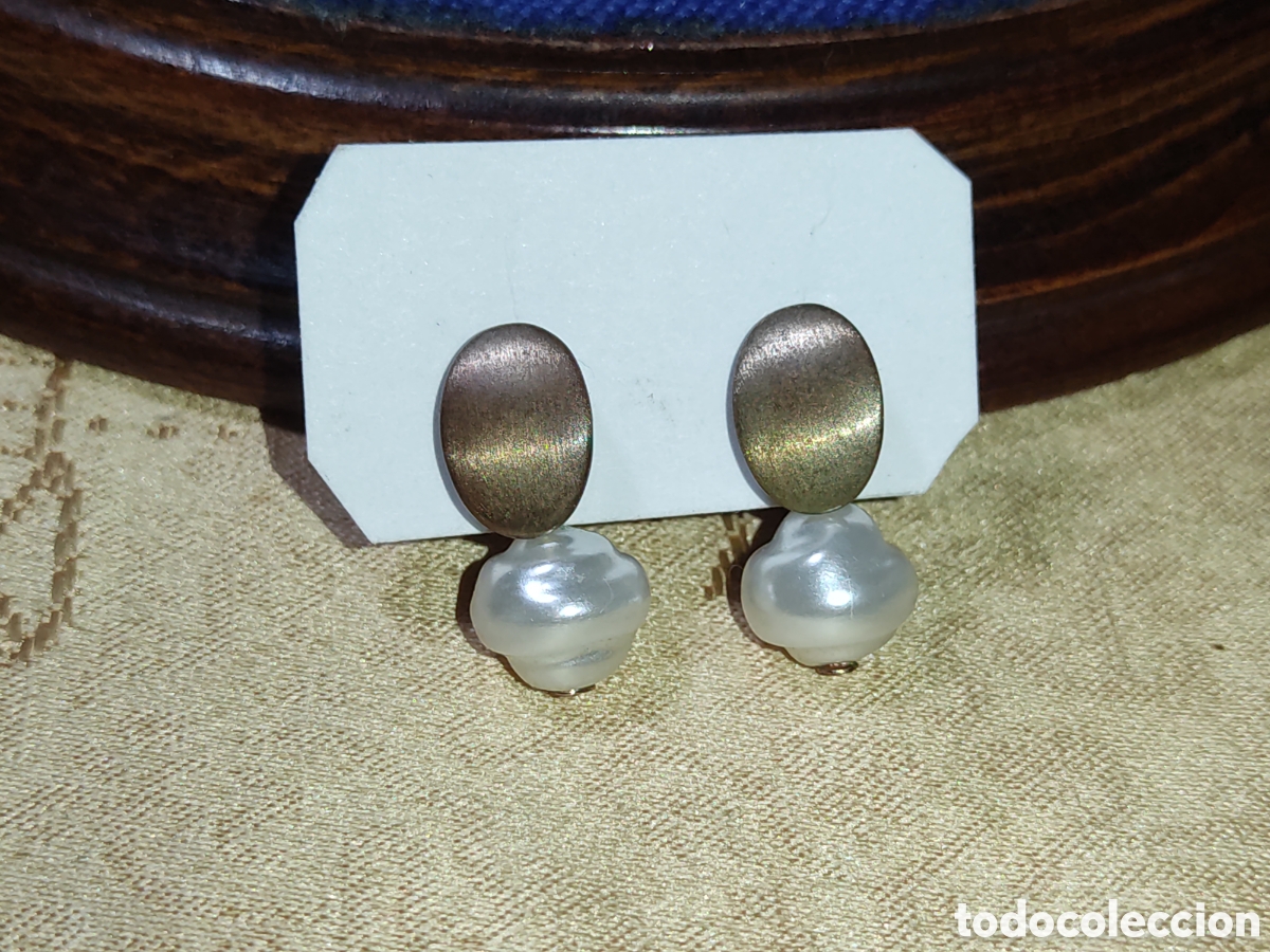 Joyeria: Pendientes con bonita perla simulada.Vintage. - Foto 5