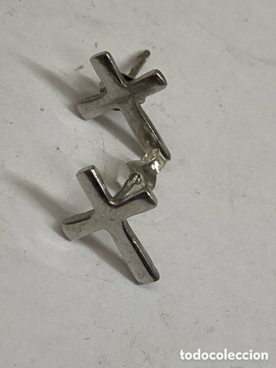Joyeria: Pendientes de plata cruz P510 - Foto 1
