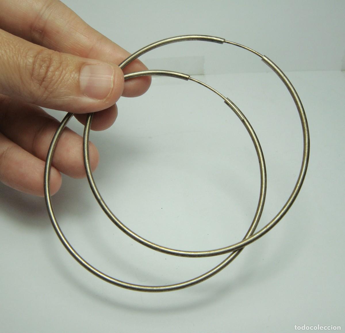 Joyeria: Pendientes de aro o criollas &middot; Argollas &middot; Plata &middot; 7 cm de di&aacute;metro