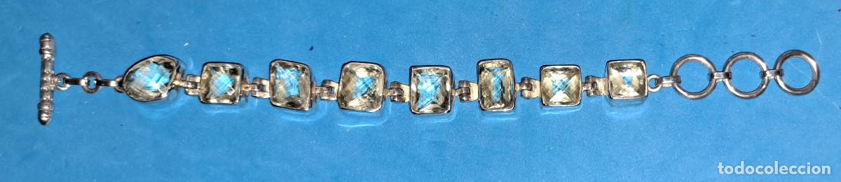 Joyeria: PULSERA VINTAGE DE PLATA DE LEY 925 CON AGUAMARINAS FACETADAS Ref. DP