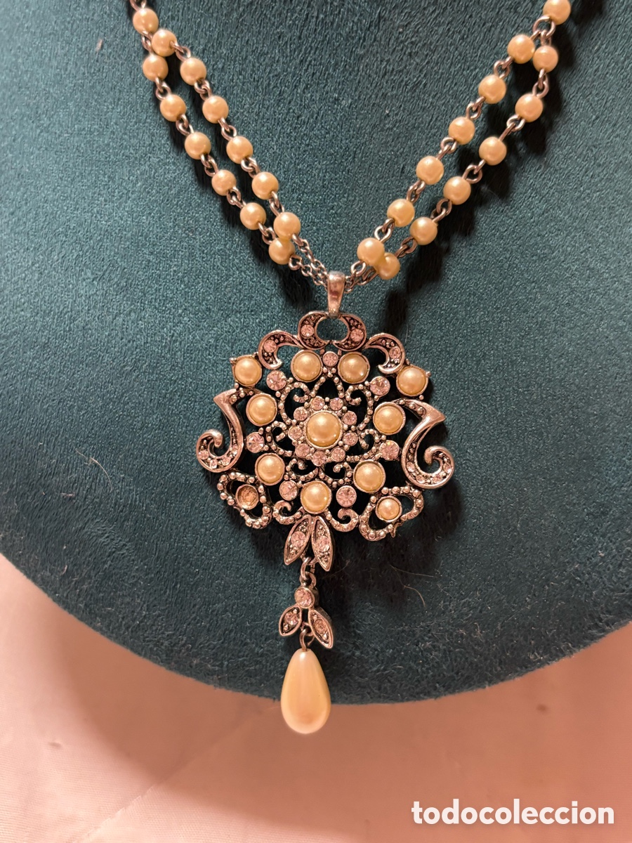 Joyeria: Gargantilla vintage plateada con perlitas - Foto 2