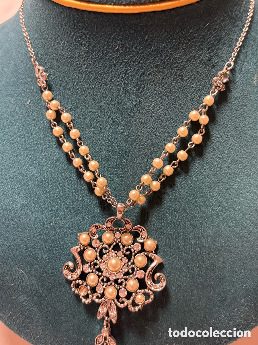 Joyeria: Gargantilla vintage plateada con perlitas - Foto 3