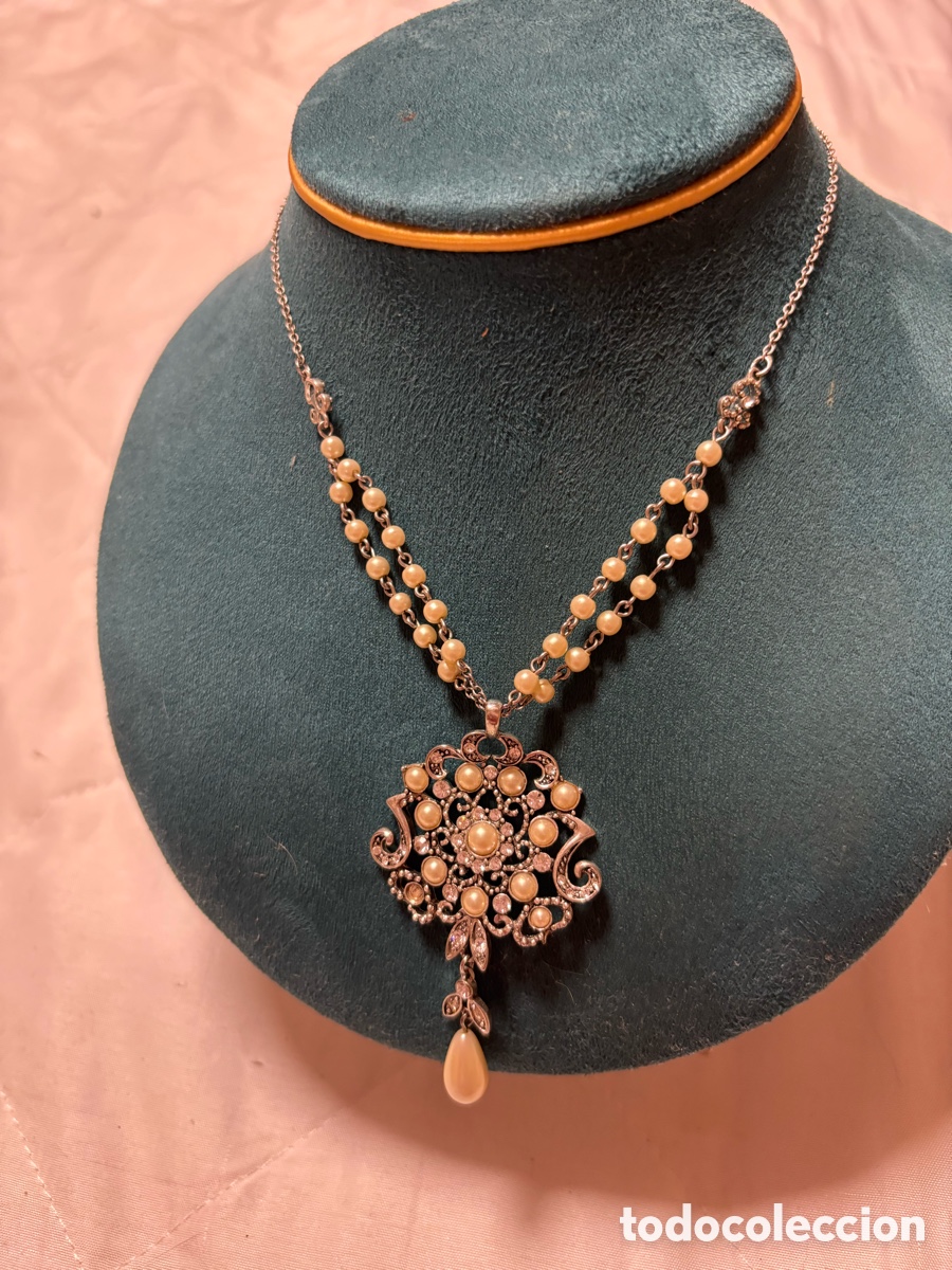 Joyeria: Gargantilla vintage plateada con perlitas - Foto 1