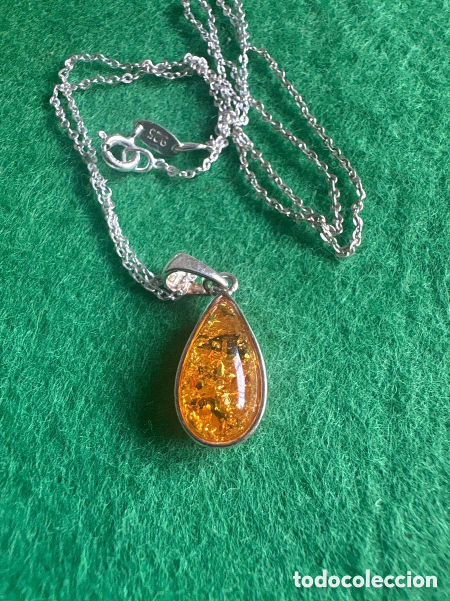 Joyeria: Cadena de plata + colgante en &aacute;mbar, plata 925 (A1)