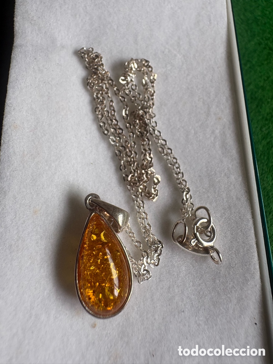 Joyeria: Cadena de plata + colgante en &aacute;mbar, plata 925 (A1)