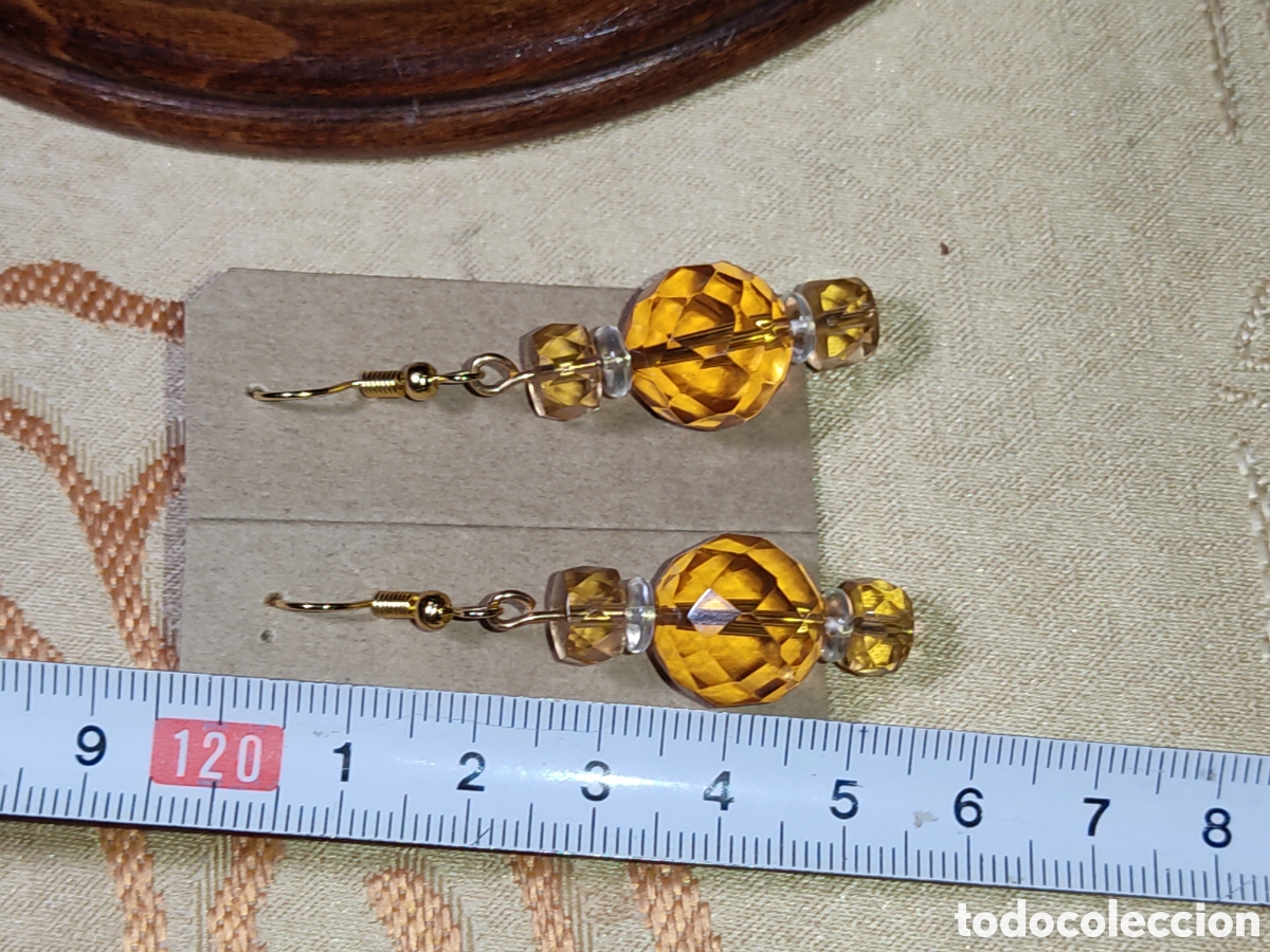 Joyeria: Pendientes de cristal multifaceta color &aacute;mbar. - Foto 2