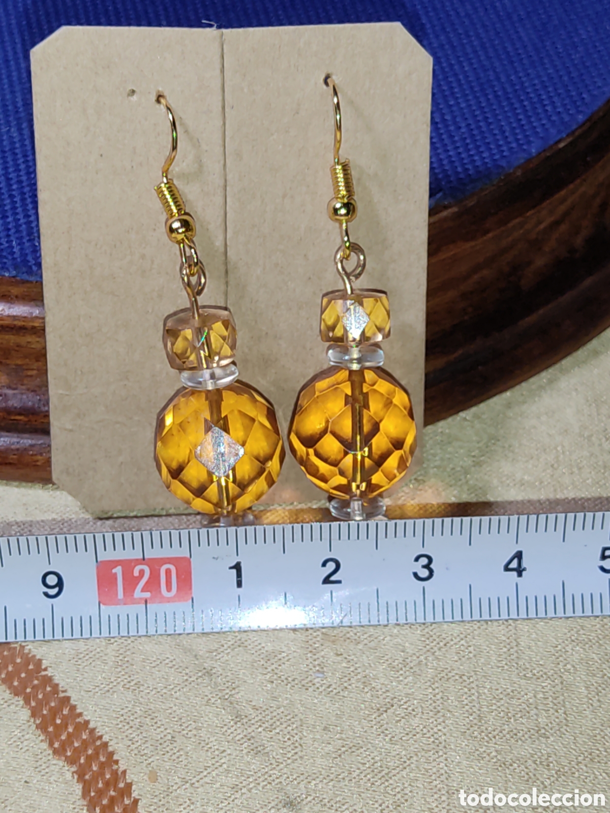 Joyeria: Pendientes de cristal multifaceta color &aacute;mbar. - Foto 3