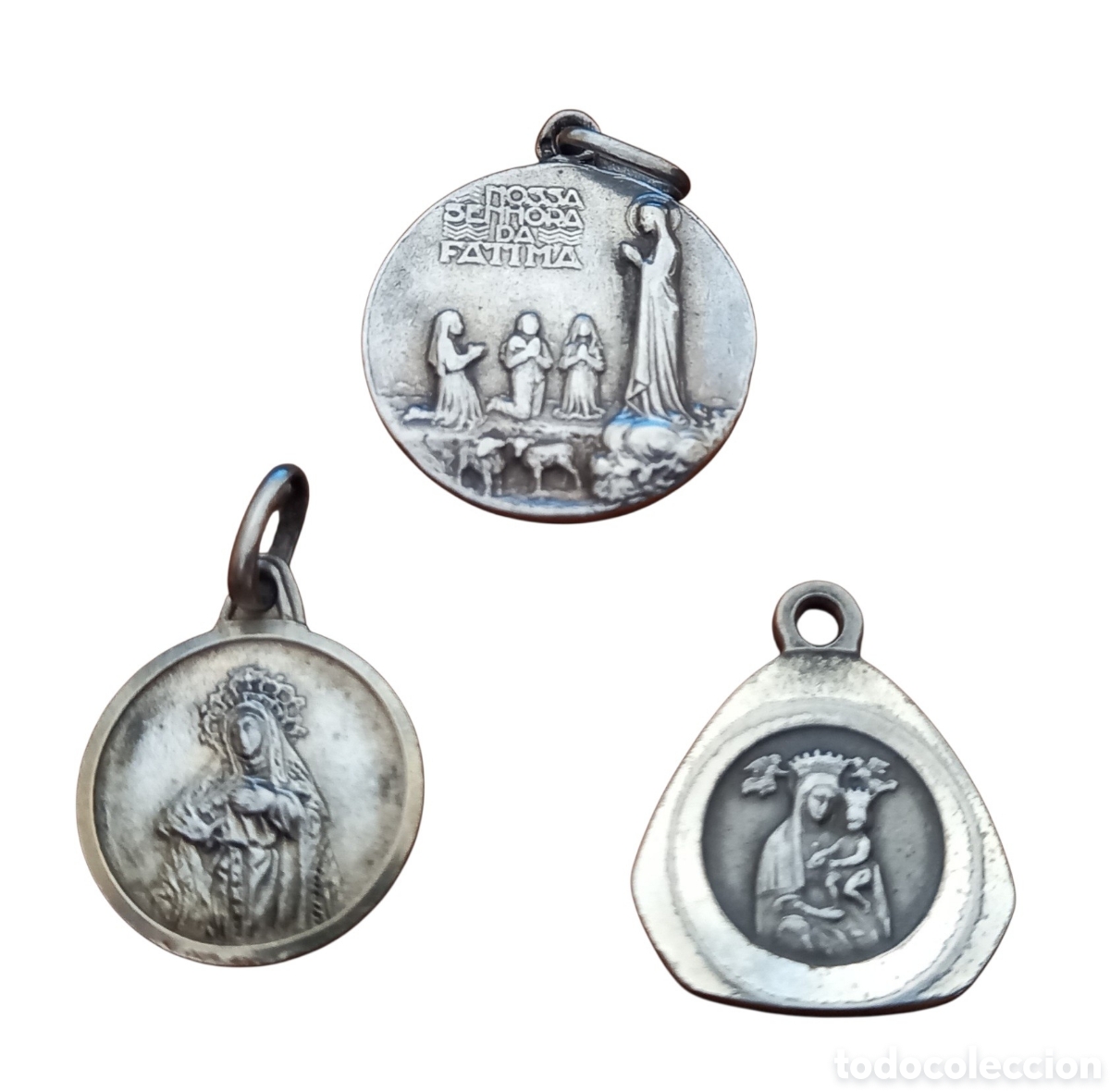 Joyeria: Lote de antiguas medallas religiosas de Plata