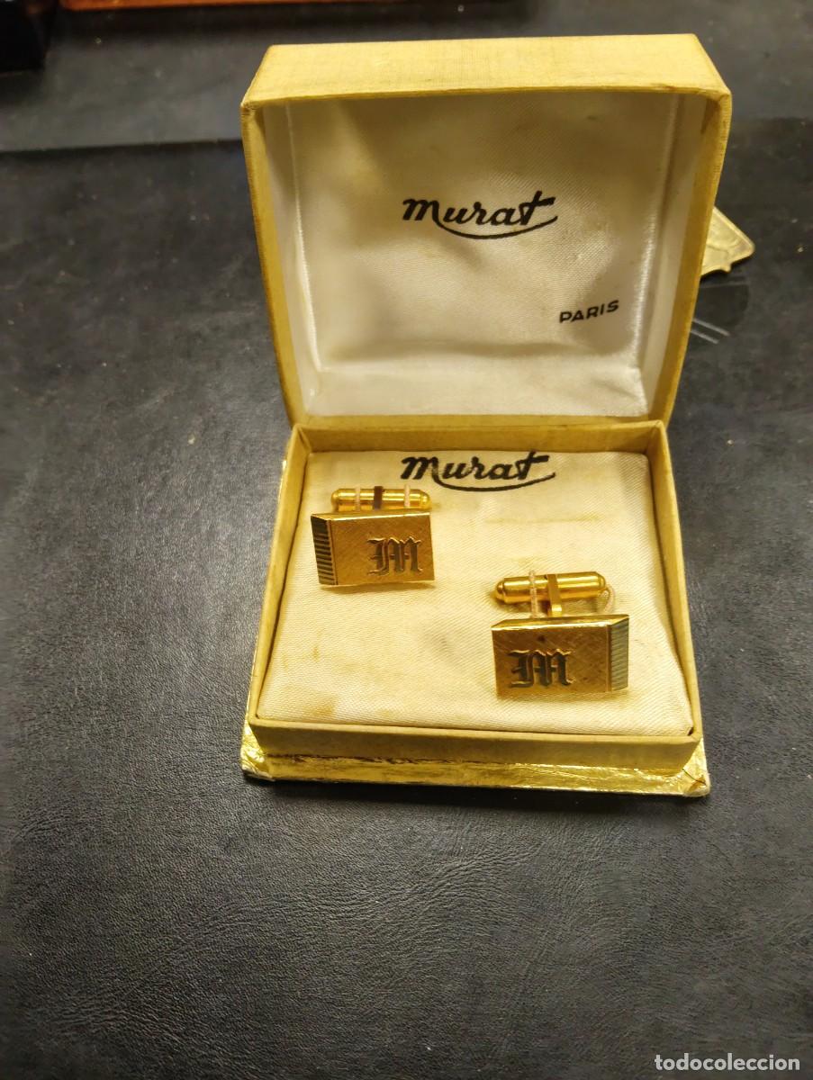 Joyeria: PAREJA DE ANTIGUOS GEMELOS - LETRA M - JOYERIA MURAT DE PARIS - CAJA ORIGINAL