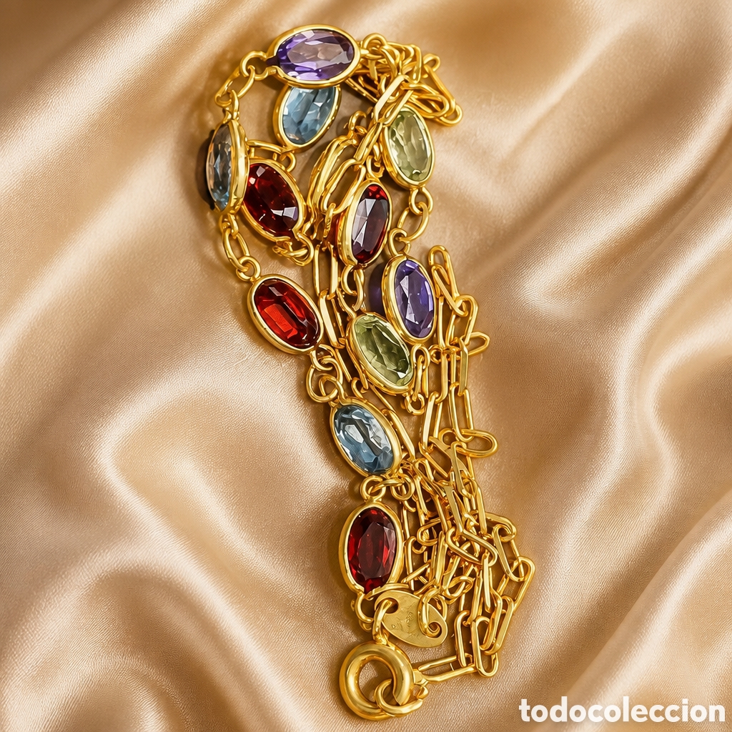 Joyeria: ELEGANTE CADENA, GARGANTILLA ELABORADA EN ORO 18K Y PEDRER&Iacute;A