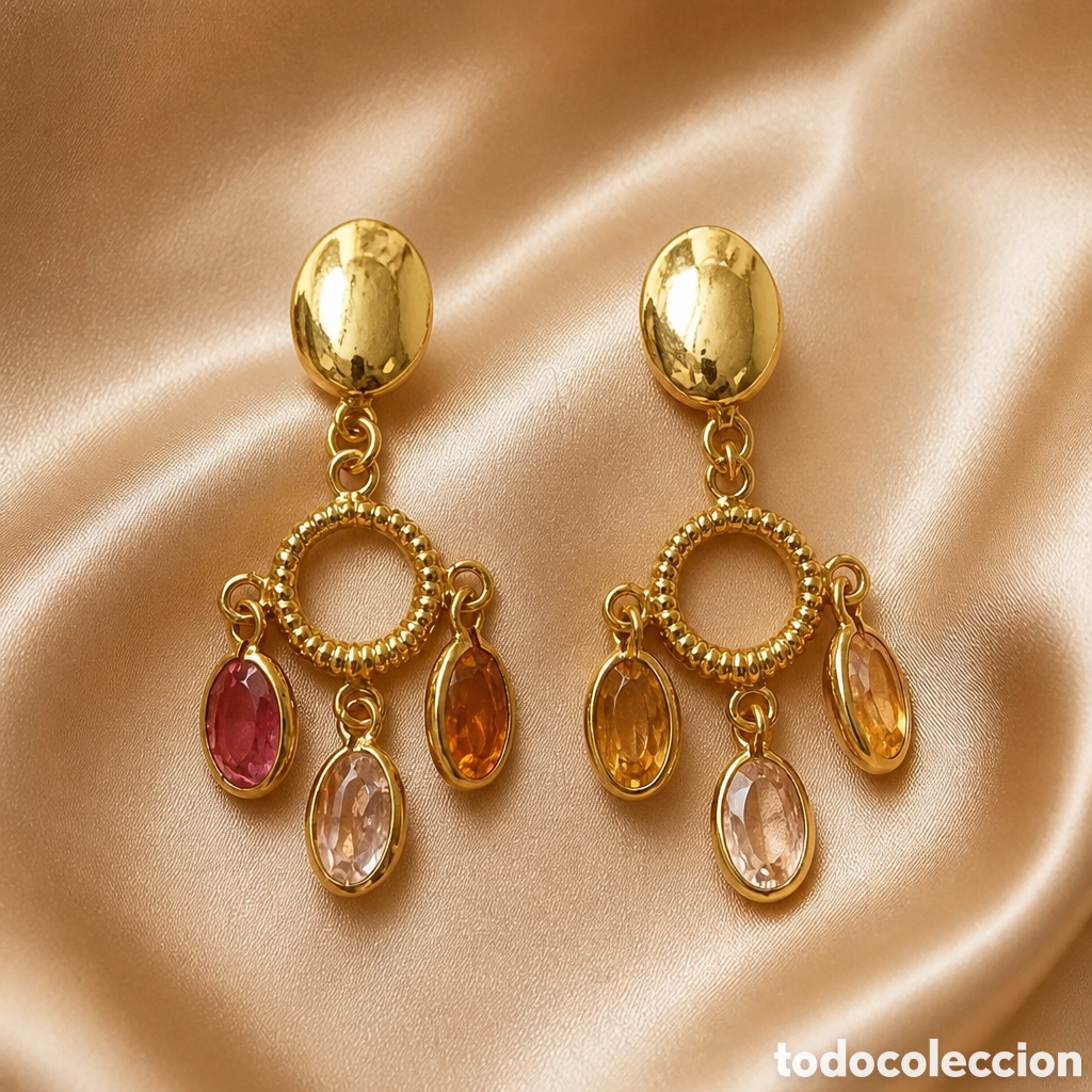 Joyeria: ELEGANTES PENDIENTES ELABORADA EN ORO 18K Y PEDRER&Iacute;A