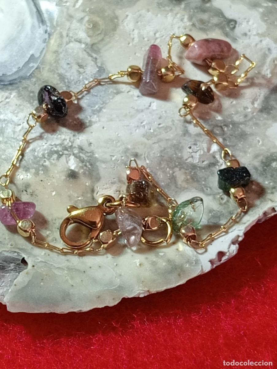 Joyeria: BONITA PULSERA DE TURMALINAS NATURALES EN ORO 18 QUILATES (SIN USAR)