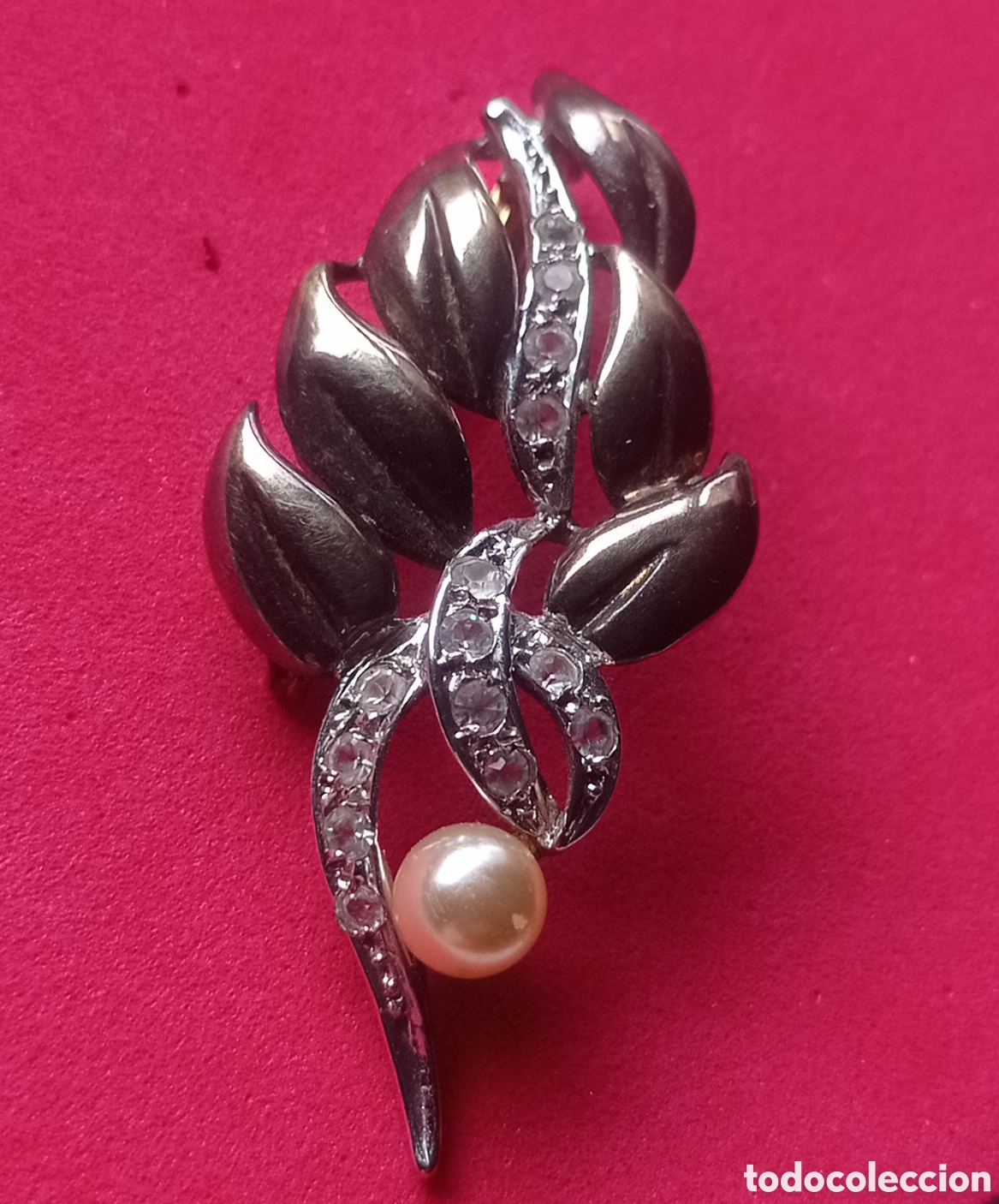 Joyeria: ⚜️BROCHE ANTIGUO DE PLATA CON PERLA Y PEDRER&Iacute;A - Foto 3