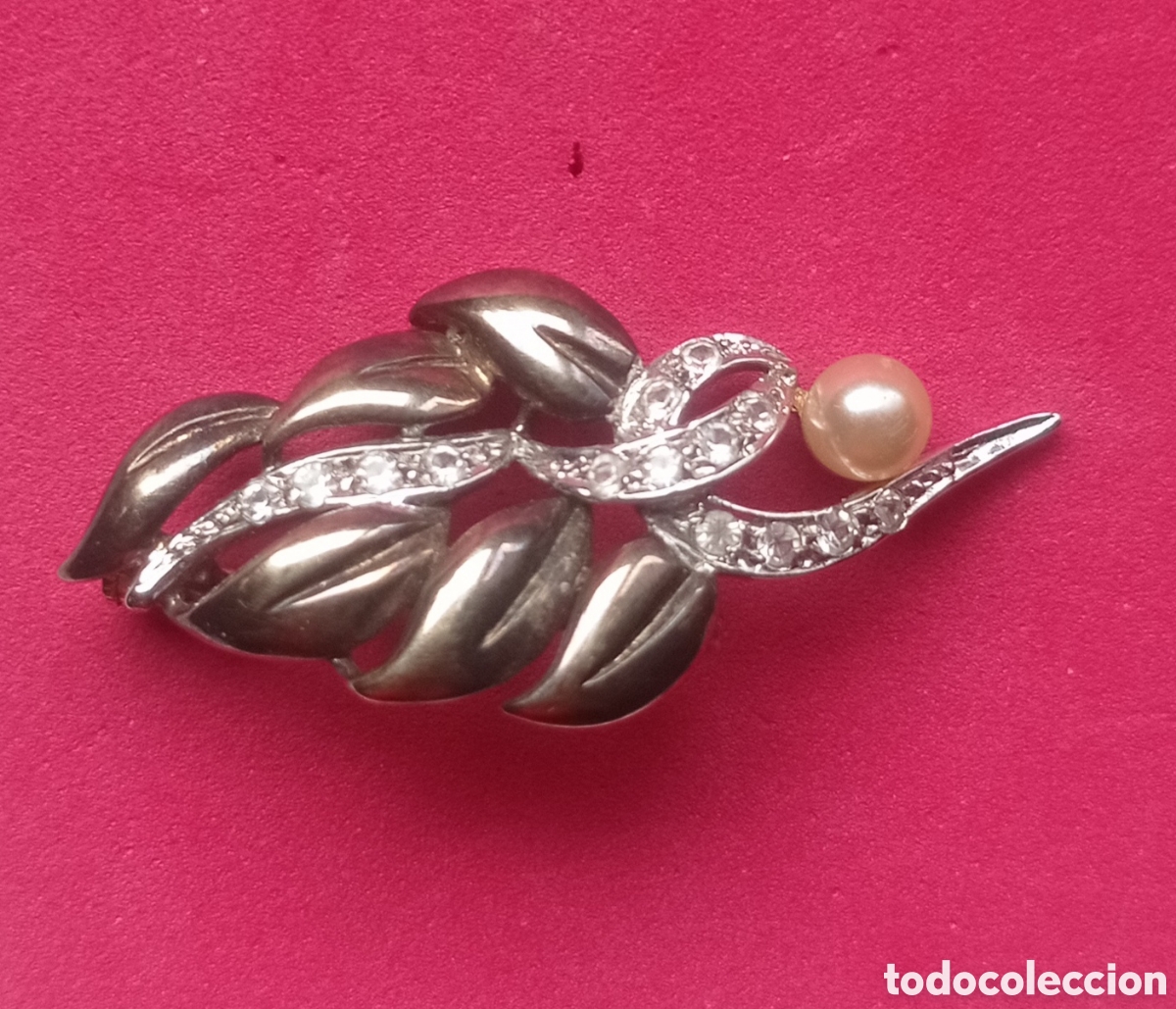 Joyeria: ⚜️BROCHE ANTIGUO DE PLATA CON PERLA Y PEDRER&Iacute;A