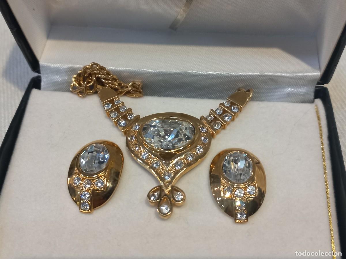 Joyeria: GARGANTILLA Y PENDIENTES chapado &uml;EDUAR&uml; centro gota con piedra