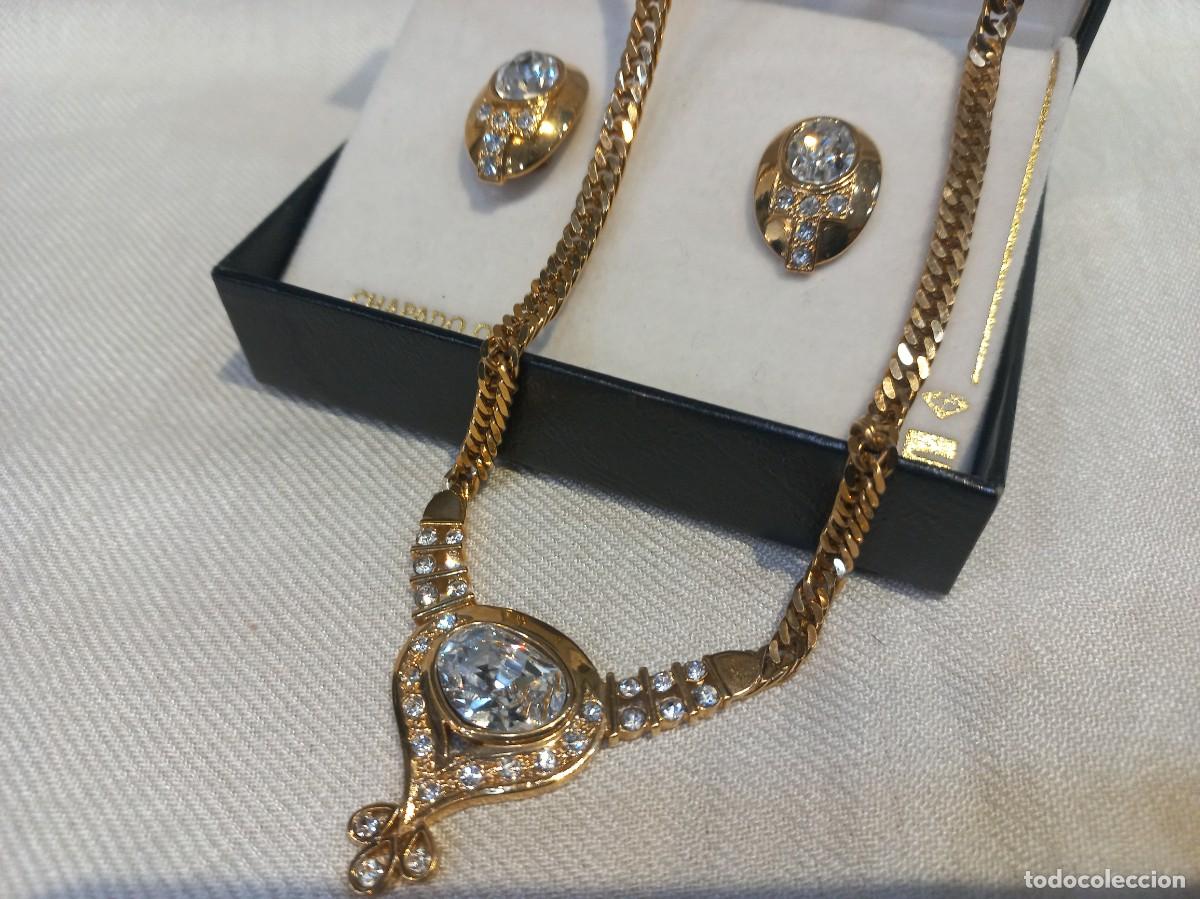 Joyeria: GARGANTILLA Y PENDIENTES chapado &uml;EDUAR&uml; centro gota con piedra