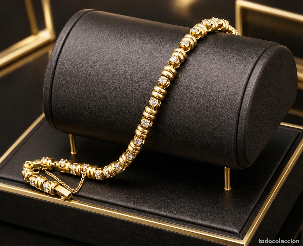 Joyeria: 14.5 GRAMOS +27 DIAMANTES, ORO LEY 750. JOYA EXCEPCIONAL PULSERA RIVIERE BRILLANTES Y ORO 18 KILATES