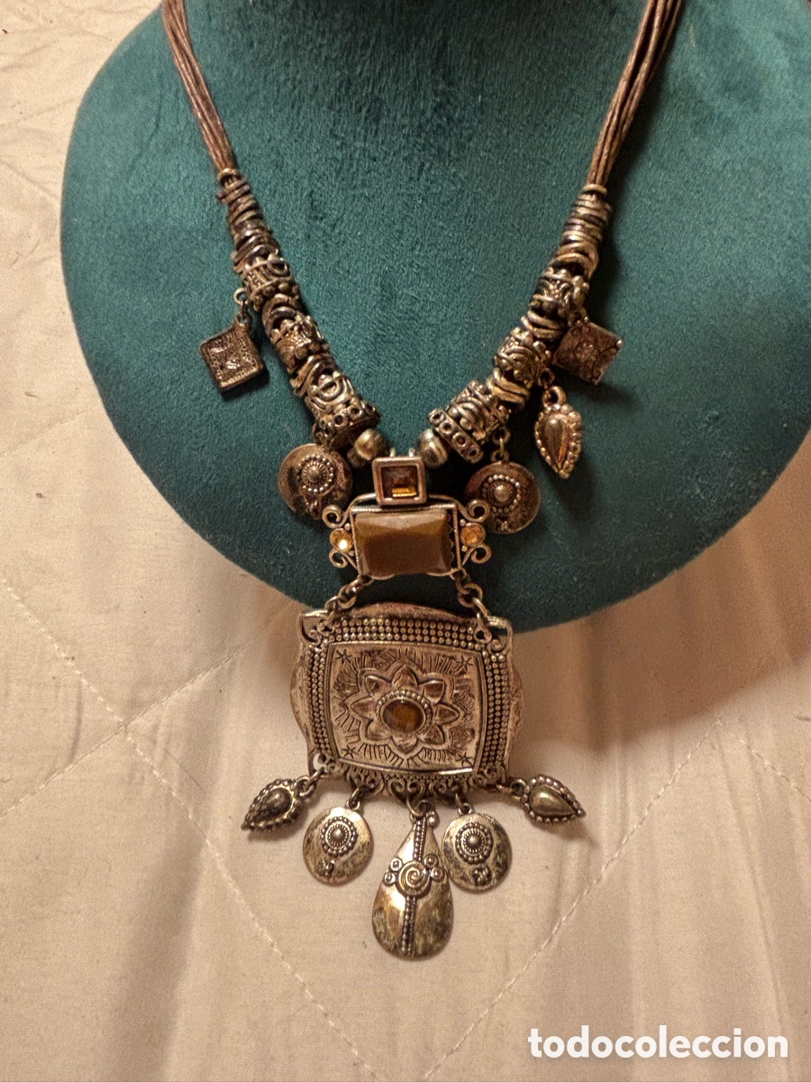 Joyeria: Gargantilla vintage de metal y cord&oacute;n - Foto 1