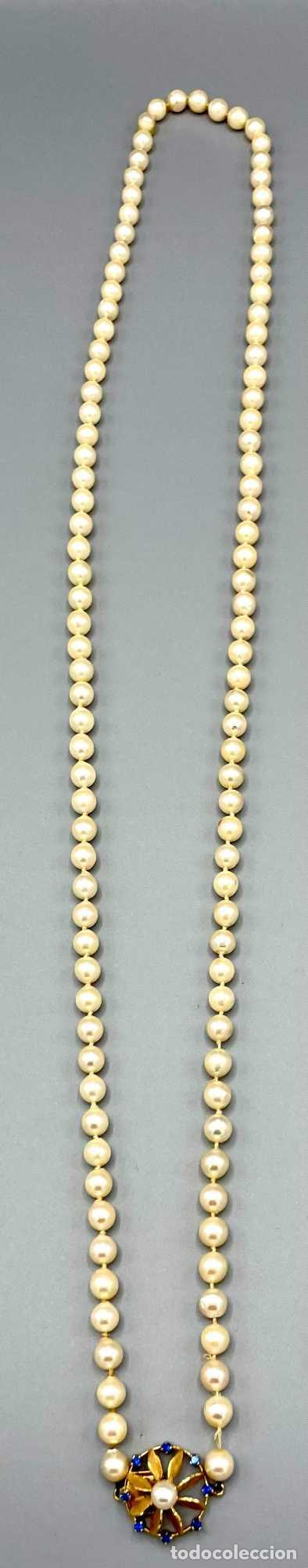 Joyeria: COLLAR DE PERLAS CIERRE DE ORO Y ZAFIROS 18 K. ESPA&Ntilde;A. A&Ntilde;OS 40