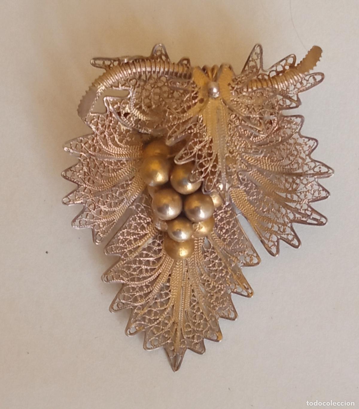 Joyeria: ANTIGUO BROCHE DE FILIGRANA TONO DORADO. PLATA CON CONTRASTE