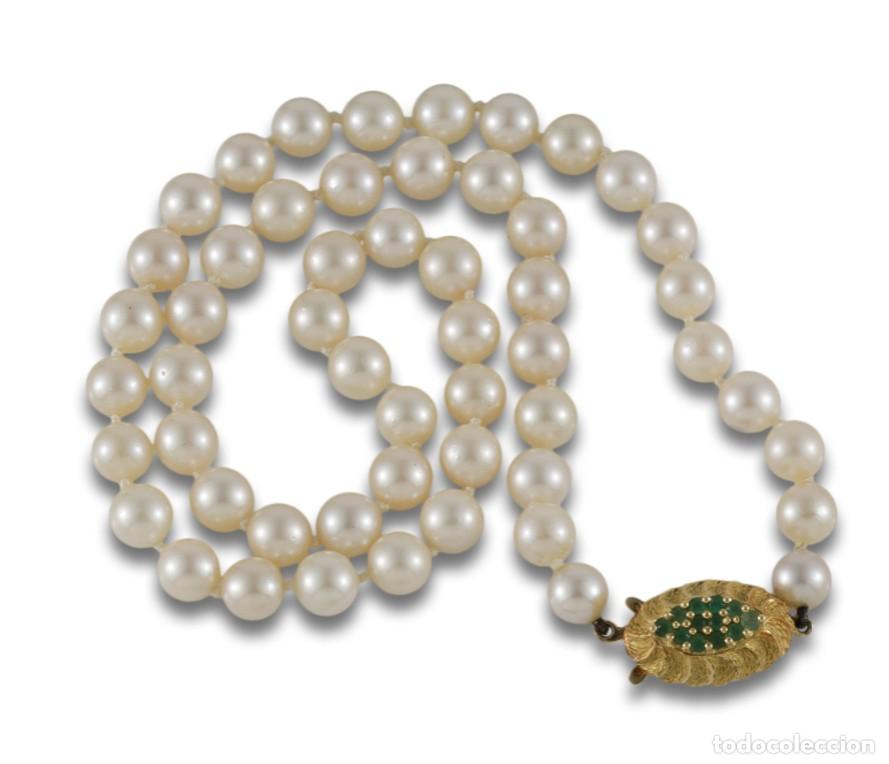 Joyeria: Oro 18 k. Collar de perlas y crisoprasas - Foto 2
