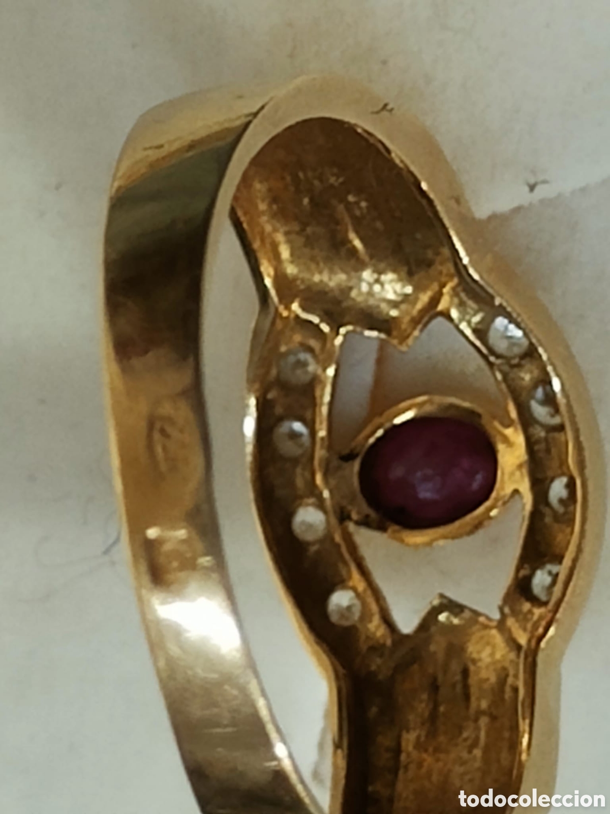 Joyeria: Anillo Oro 18k Rub&iacute; y Diamantes - Foto 3
