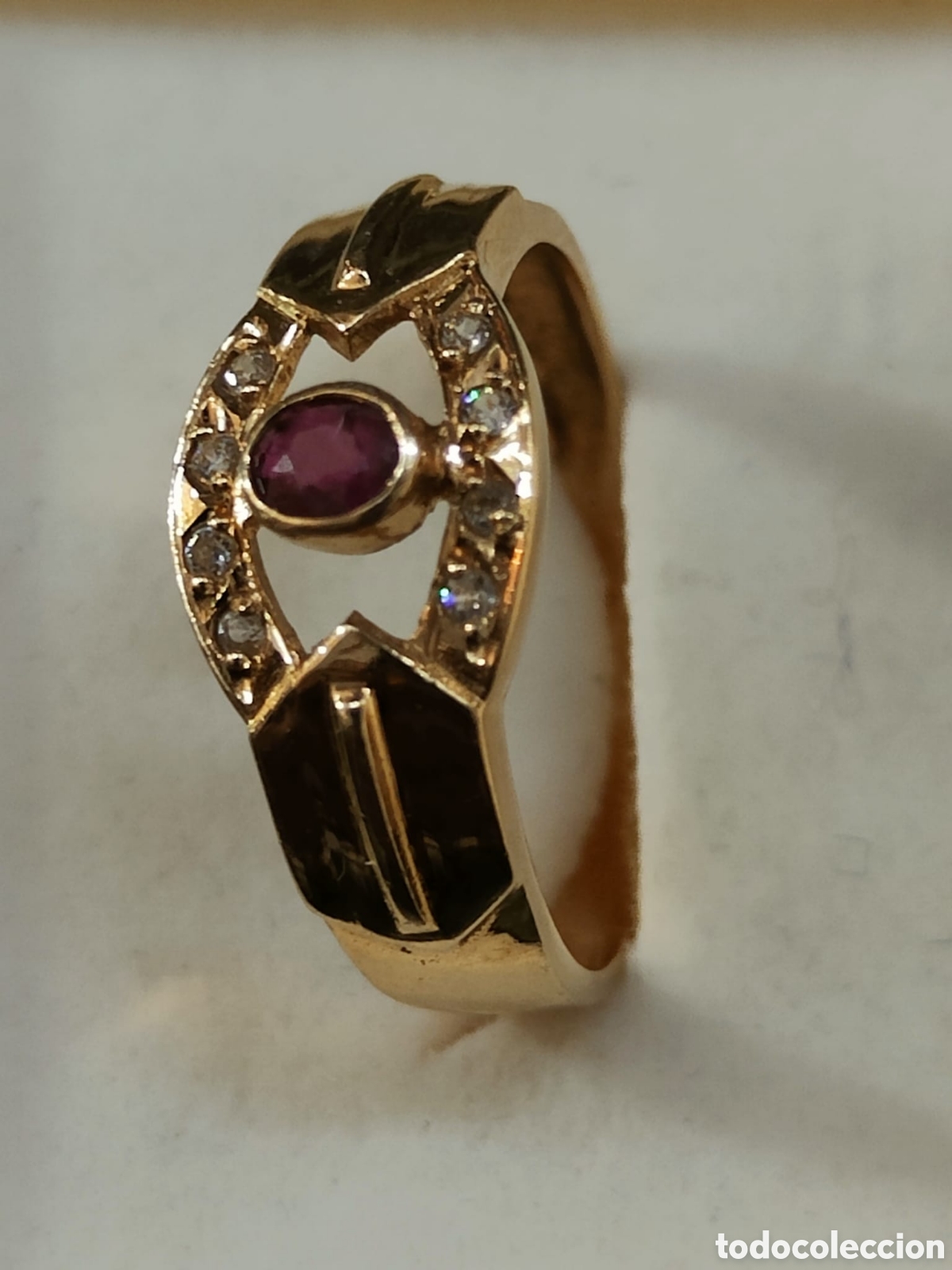 Joyeria: Anillo Oro 18k Rub&iacute; y Diamantes - Foto 4