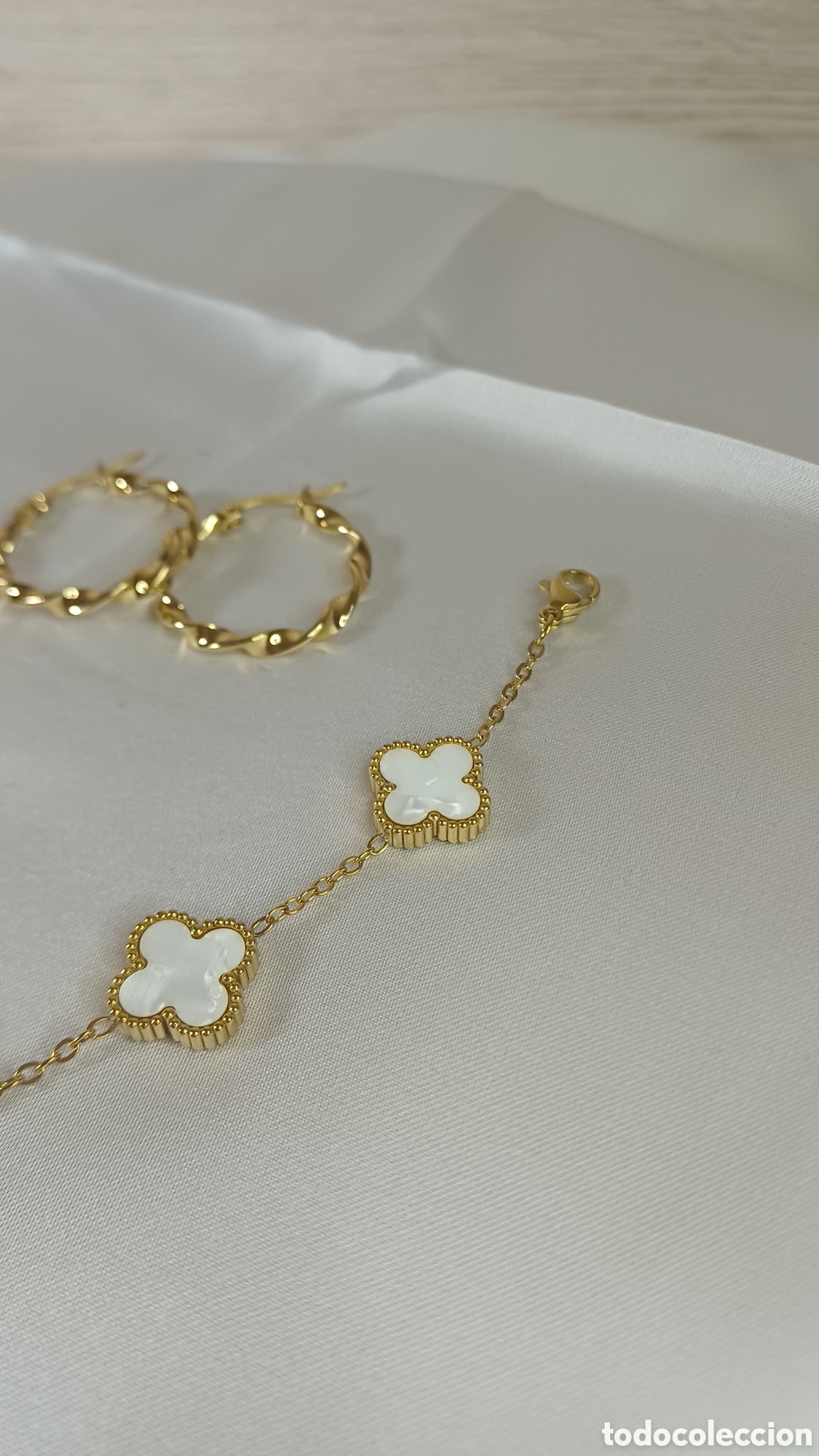 Joyeria: Conjunto Chapado Oro 18 k y Nacar - Foto 4