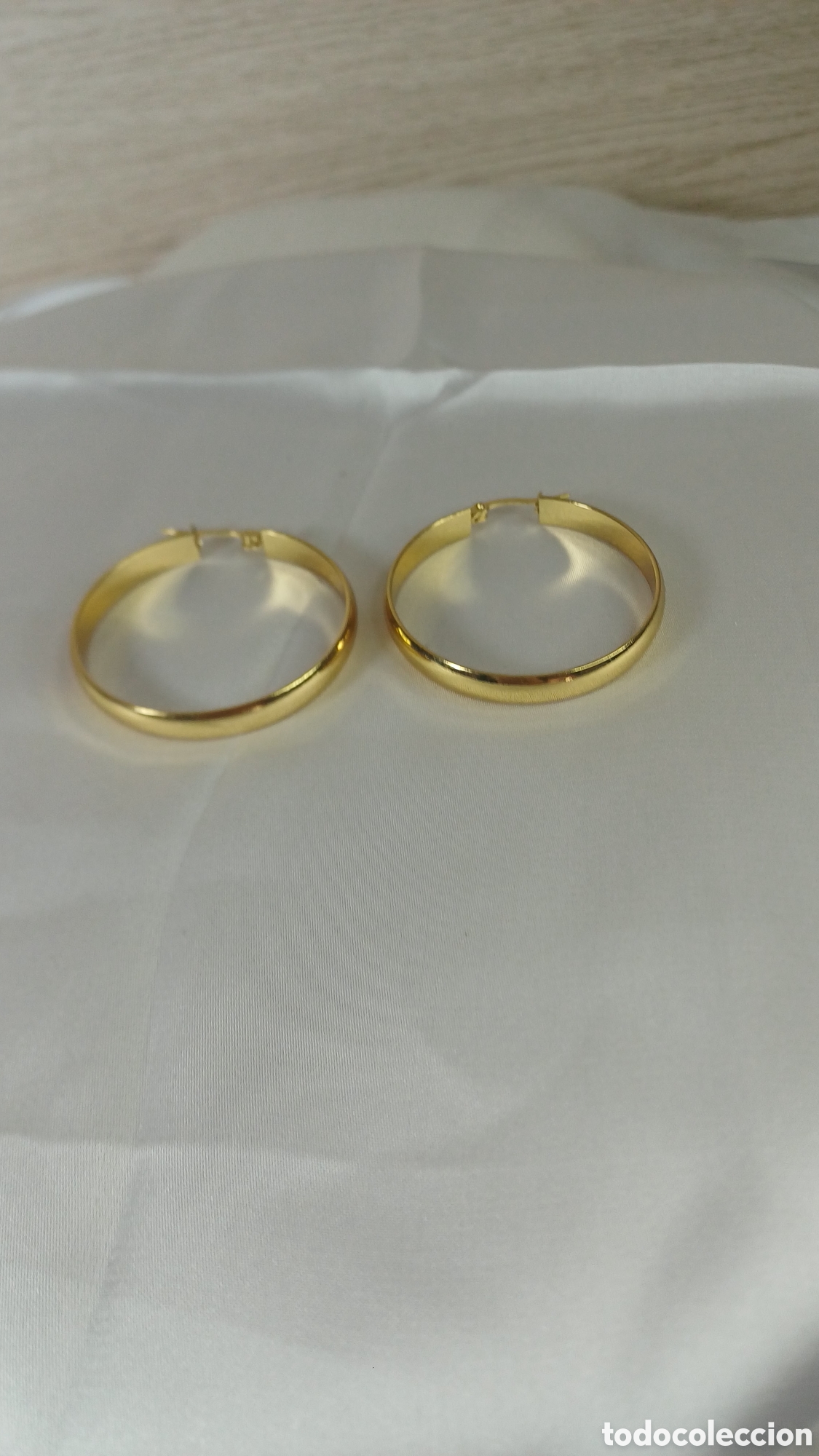 Joyeria: PENDIENTES ARO LISO RETRO CHAPADO ORO 18 K - Foto 2