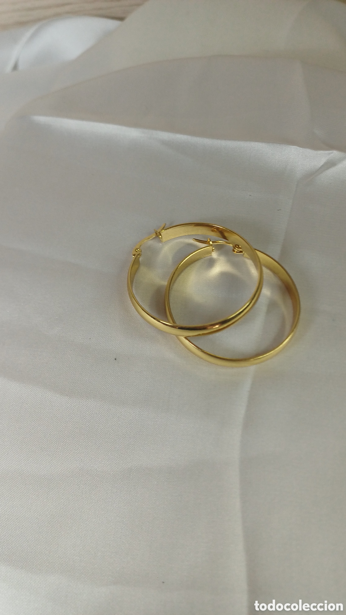 Joyeria: PENDIENTES ARO LISO RETRO CHAPADO ORO 18 K - Foto 3