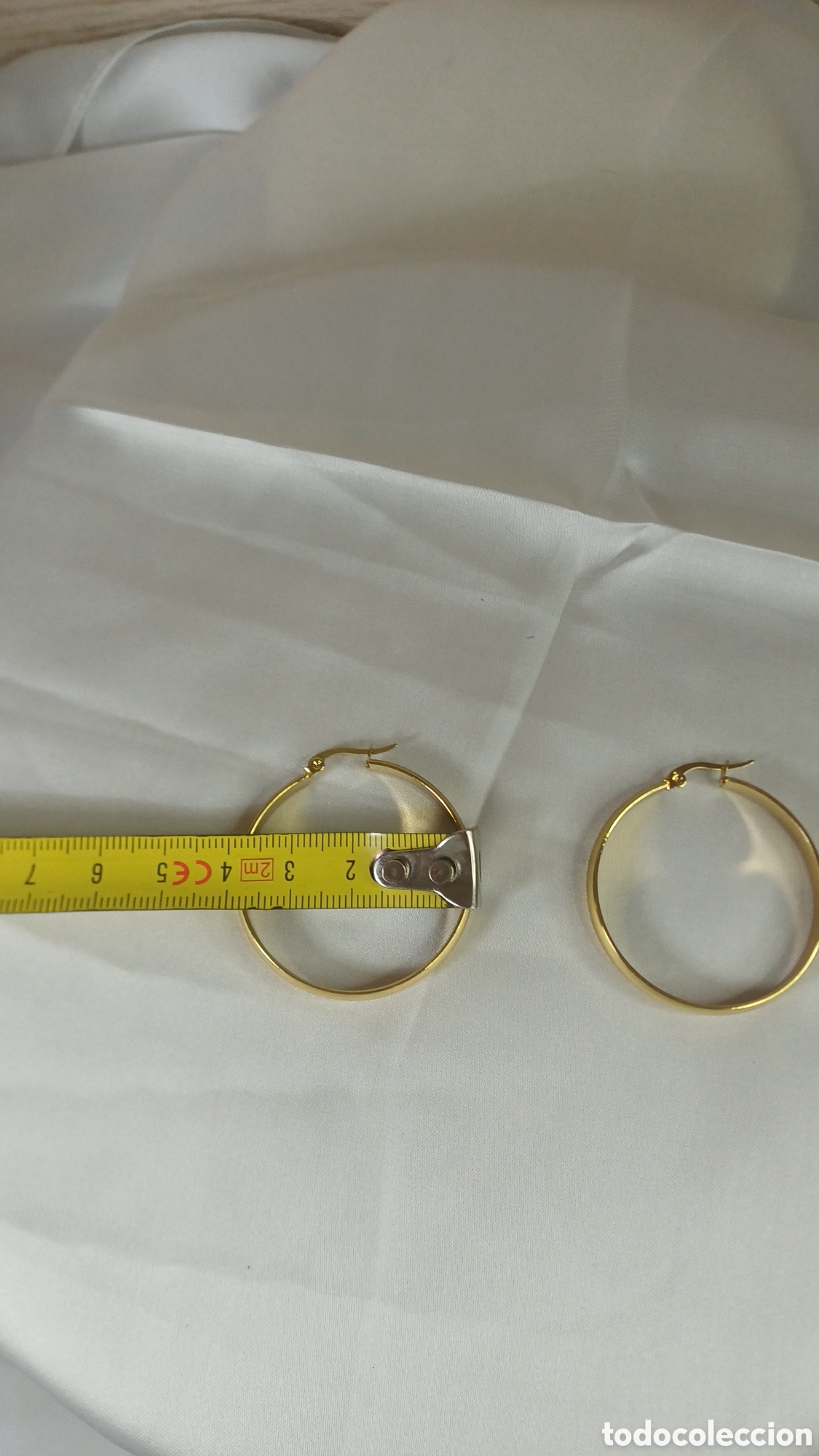 Joyeria: PENDIENTES ARO LISO RETRO CHAPADO ORO 18 K - Foto 6