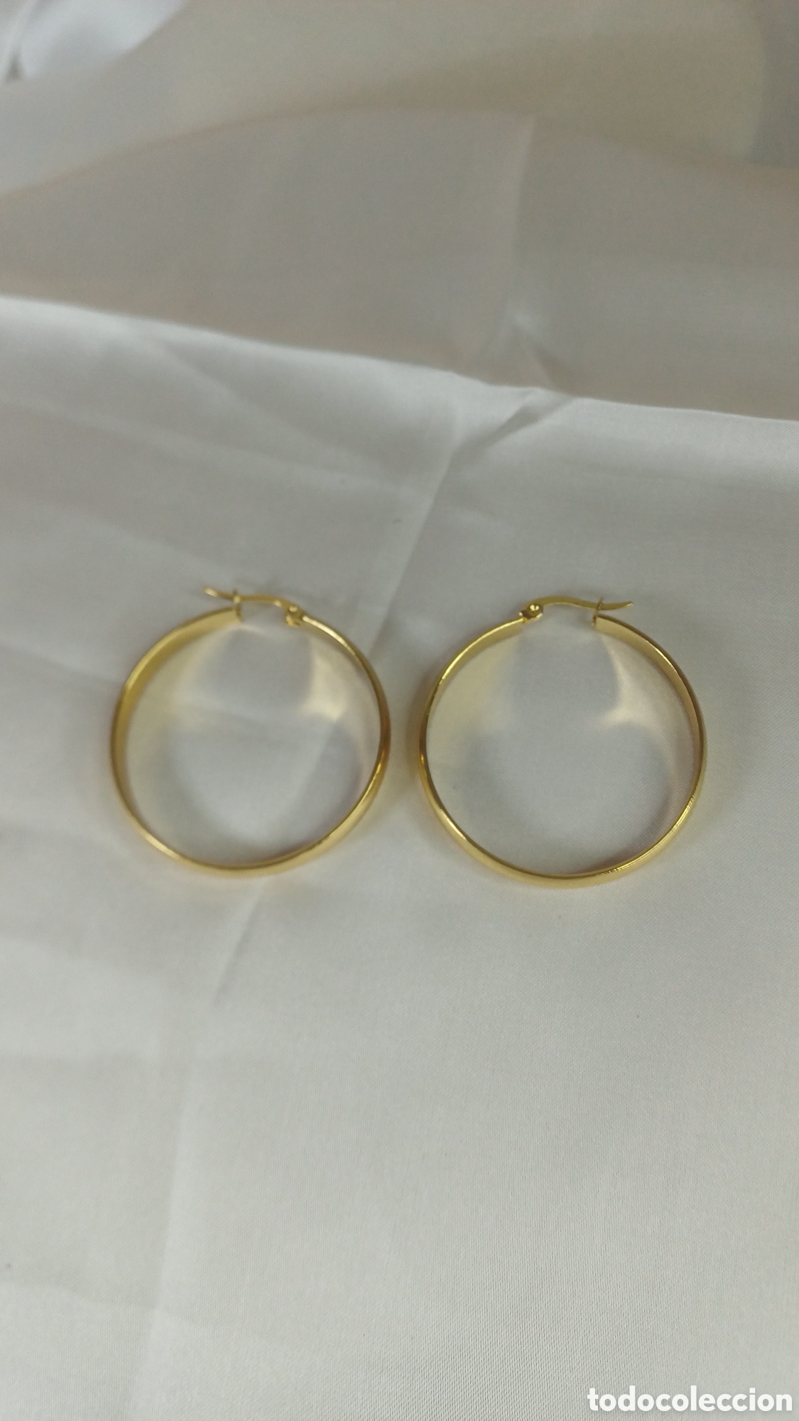 Joyeria: PENDIENTES ARO LISO RETRO CHAPADO ORO 18 K - Foto 1