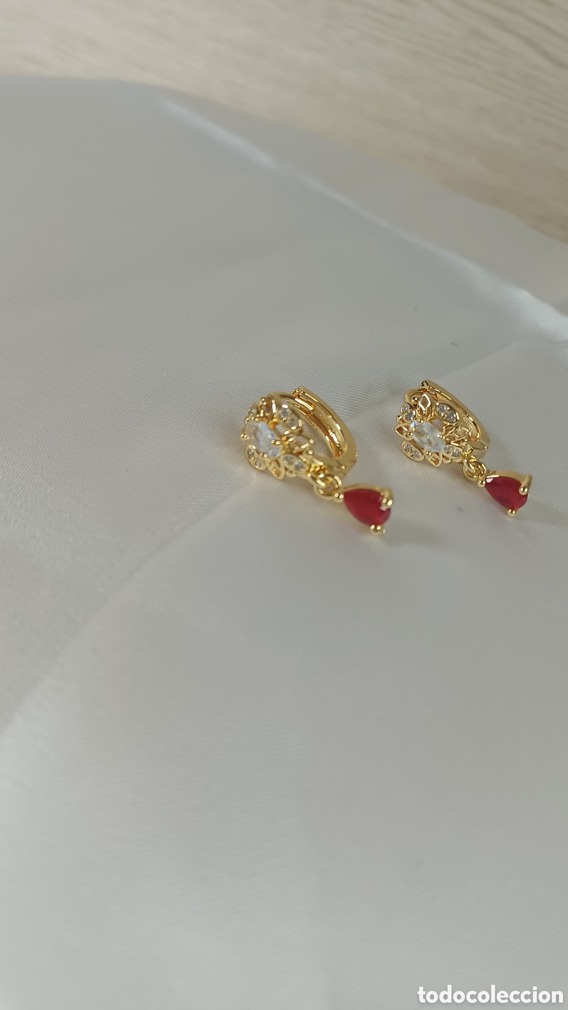 Joyeria: PENDIENTES CUBANITOS CHAPADO ORO 18 K Y RUB&Iacute; - Foto 2
