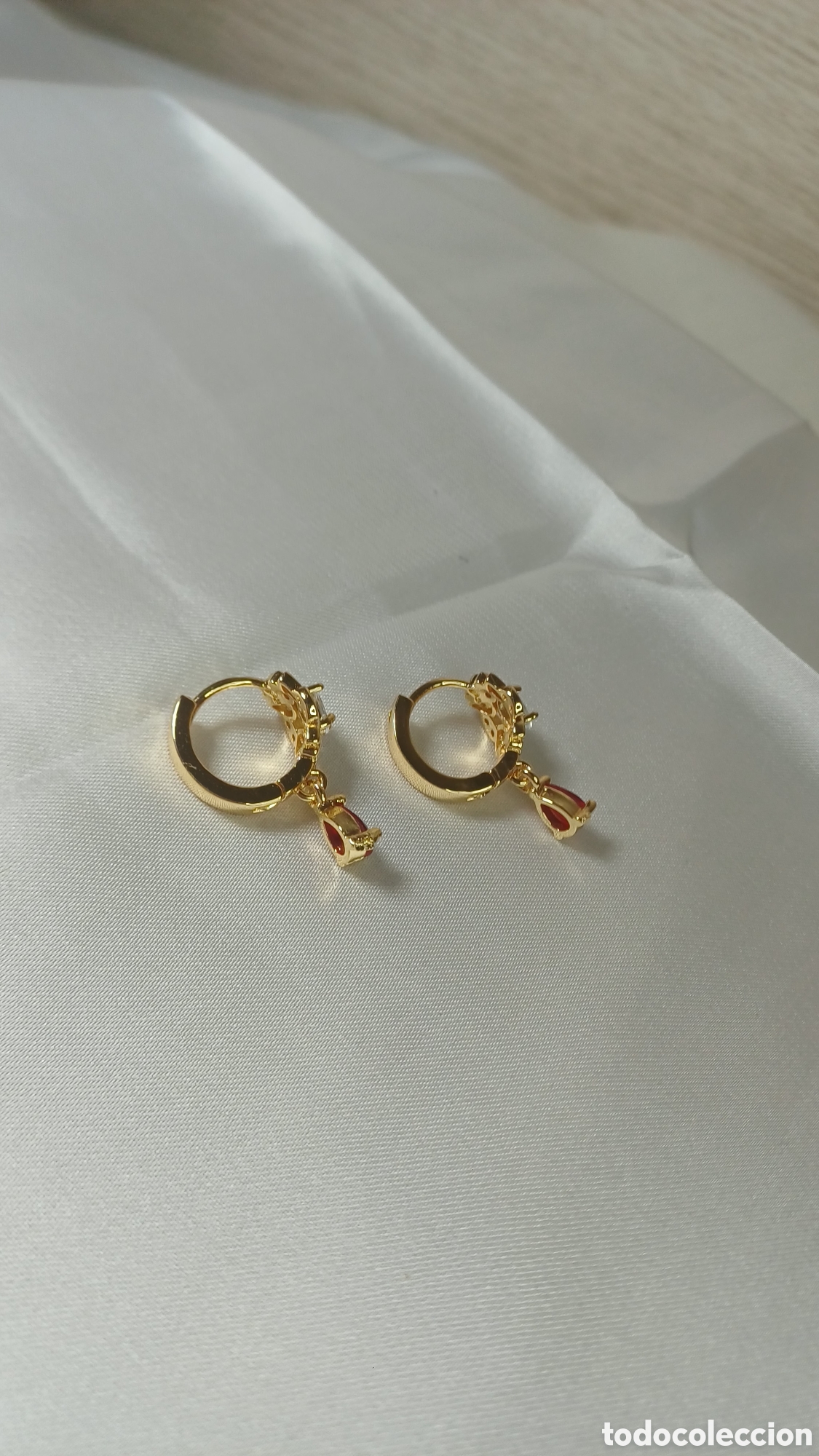 Joyeria: PENDIENTES CUBANITOS CHAPADO ORO 18 K Y RUB&Iacute; - Foto 6