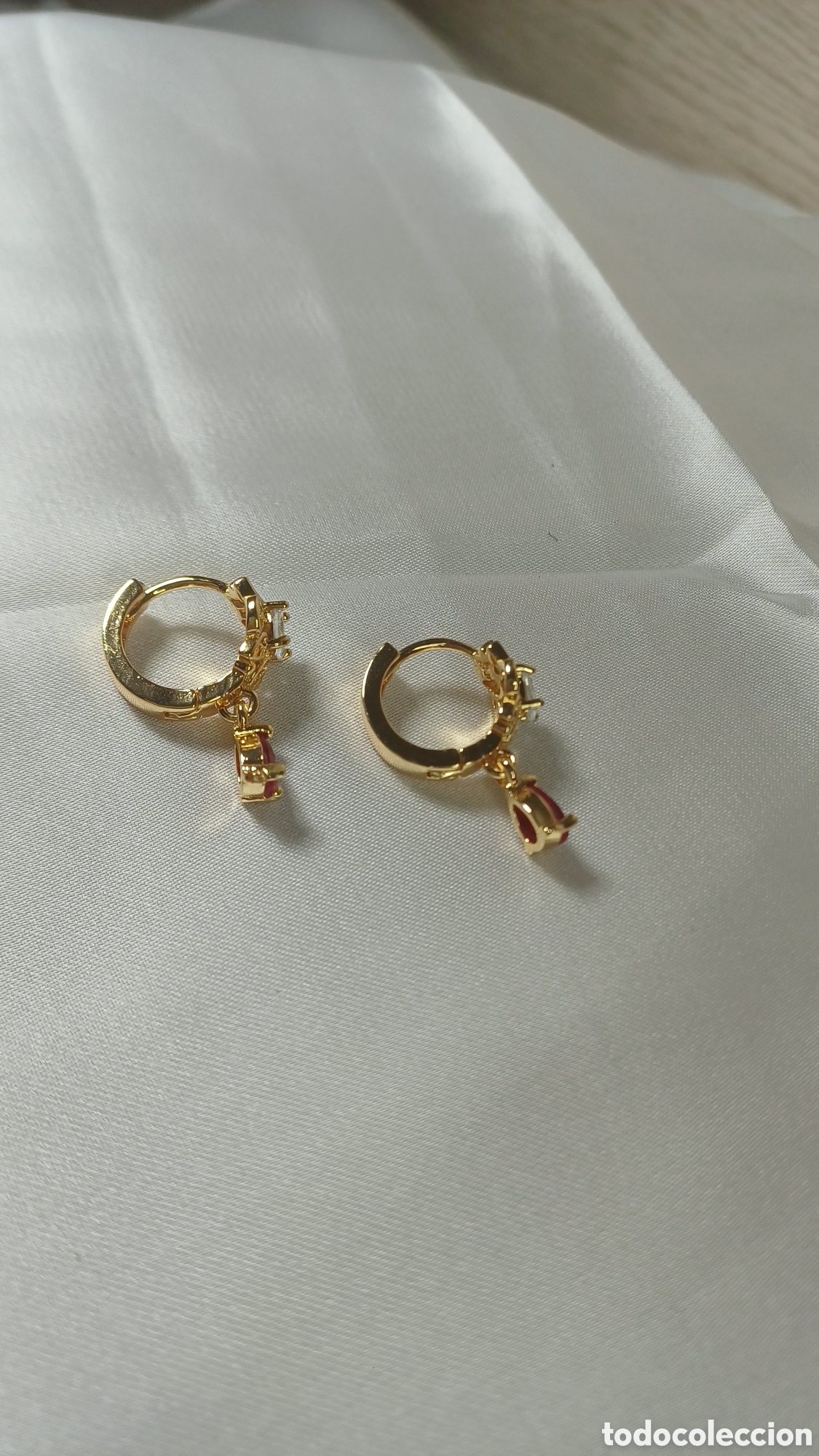 Joyeria: PENDIENTES CUBANITOS CHAPADO ORO 18 K Y RUB&Iacute; - Foto 7