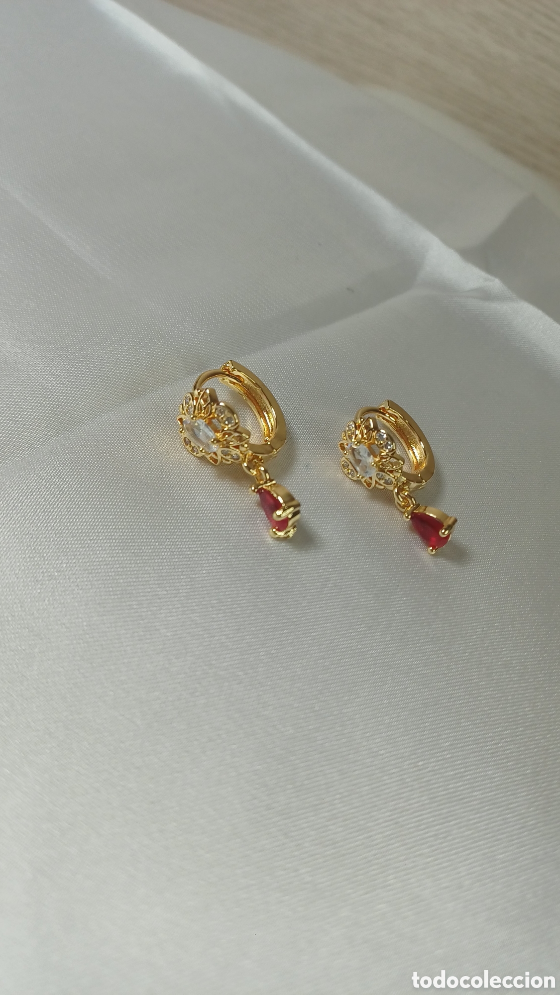 Joyeria: PENDIENTES CUBANITOS CHAPADO ORO 18 K Y RUB&Iacute; - Foto 8