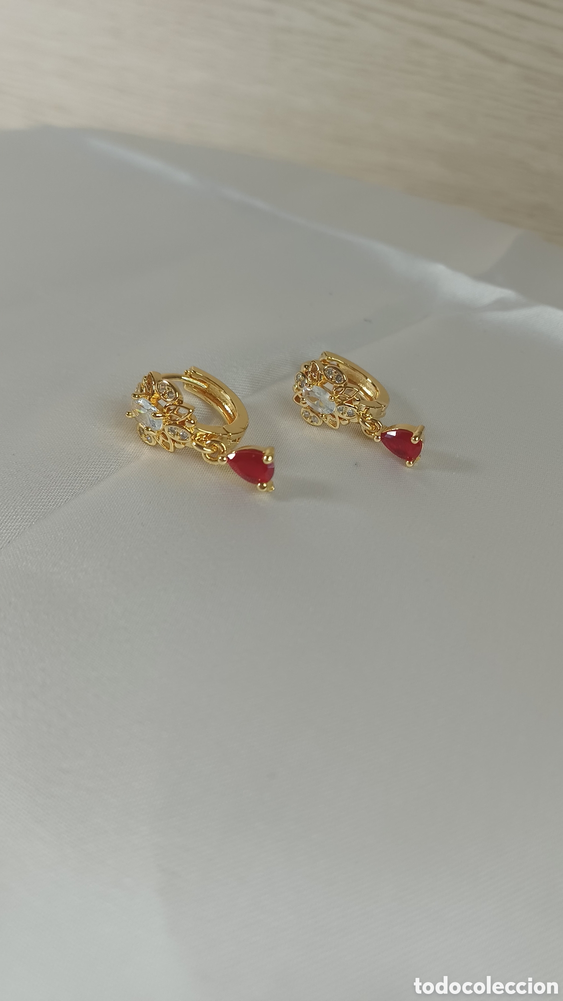 Joyeria: PENDIENTES CUBANITOS CHAPADO ORO 18 K Y RUB&Iacute; - Foto 1