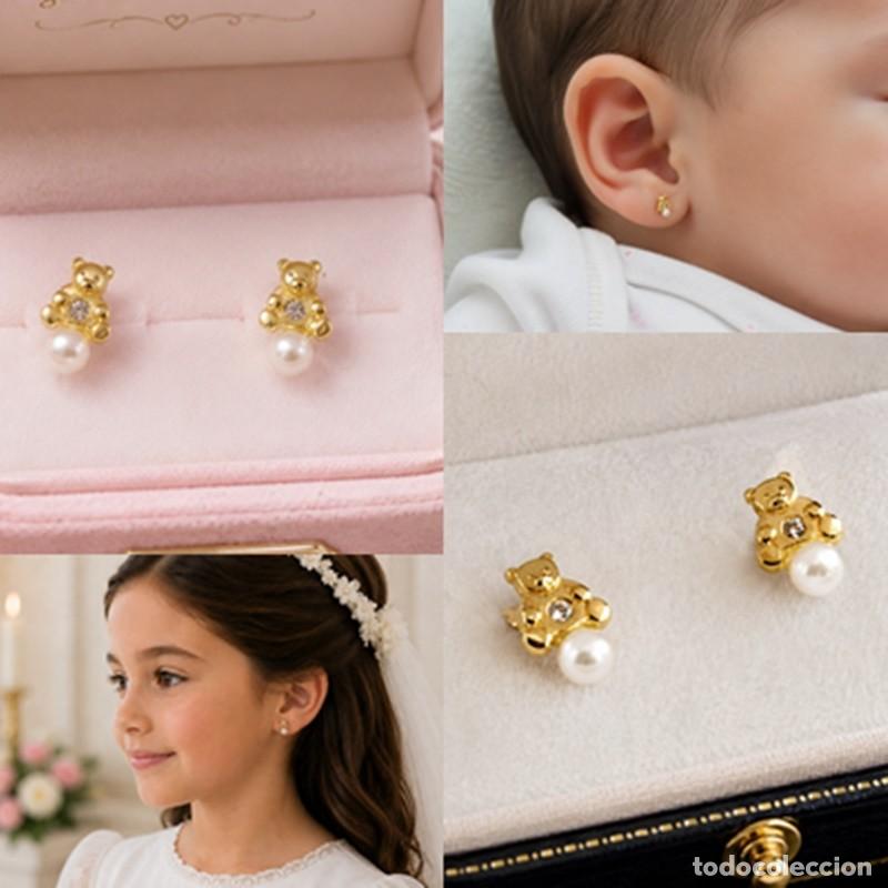 Joyeria: ORO 1&ordf;LEY 18K &middot; PENDIENTES DE PEQUE&Ntilde;ITOS OSITOS Y PERLITA CULT &middot; DORMILONAS BEBE, NI&Ntilde;A&middot; JOYERIA &middot;750