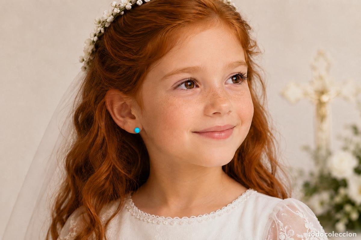 Joyeria: ORO 1&ordf; LEY 18K &middot; PENDIENTES DE PEQUE&Ntilde;ITAS TURQUESAS ESF&Eacute;RICAS &middot; DORMILONAS BEBE, NI&Ntilde;A &middot; JOYERIA &middot;750