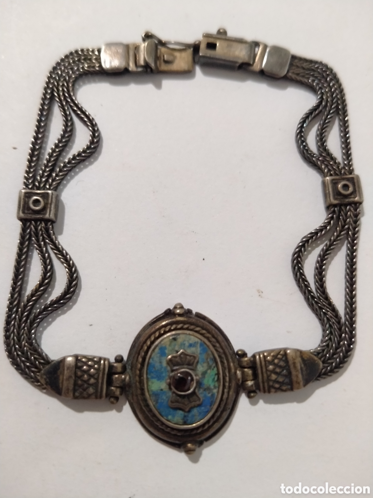 Joyeria: Antigua Pulsera de Hilos M&uacute;ltiples de Plata de Ley - Reconversi&oacute;n de Leontina - S. XIX/XX