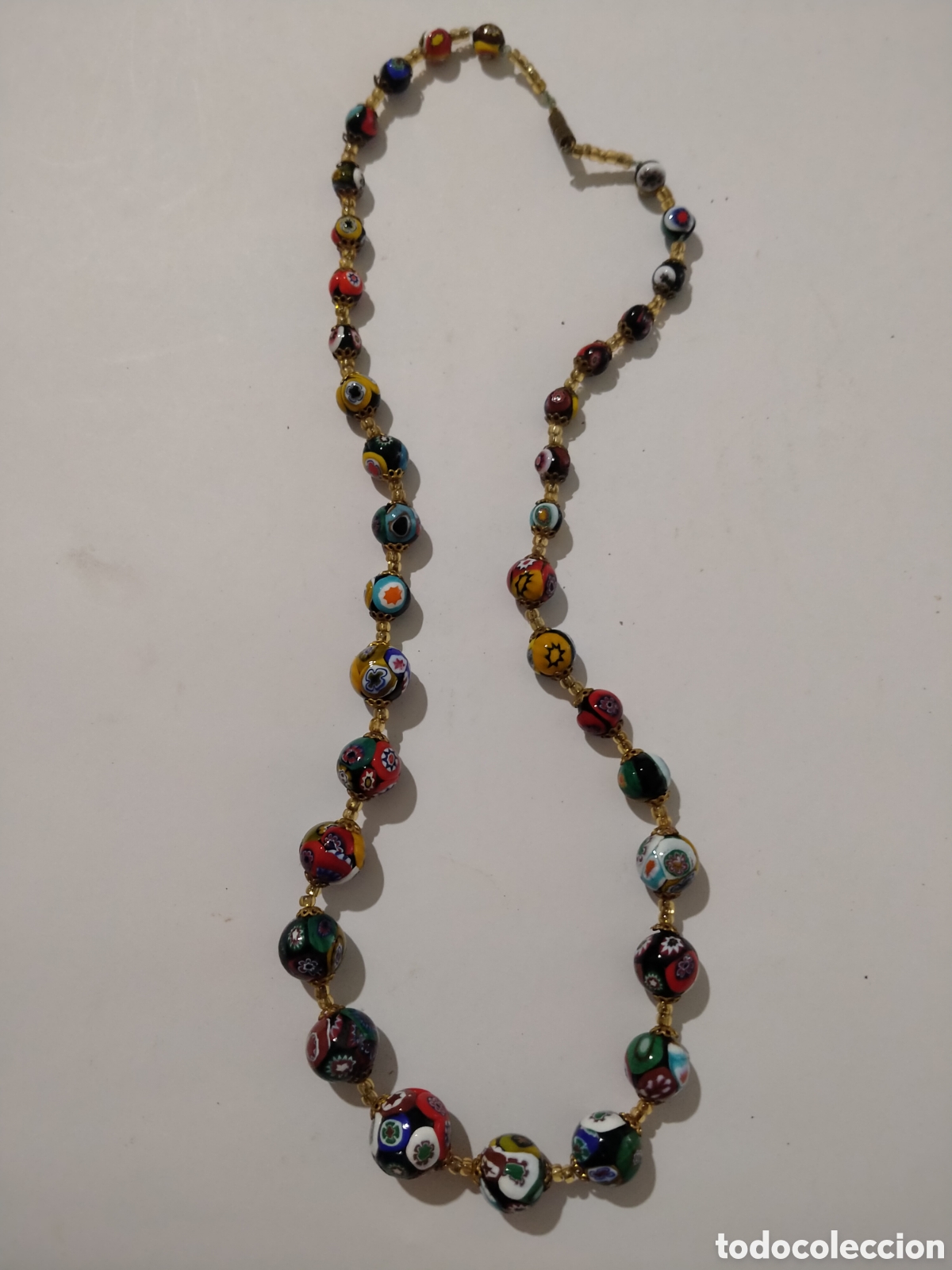 Joyeria: Antiguo Collar Vintage de Cristal de Murano - T&eacute;cnica Millefiori (Murrinas Grado) con Cierre de Barr