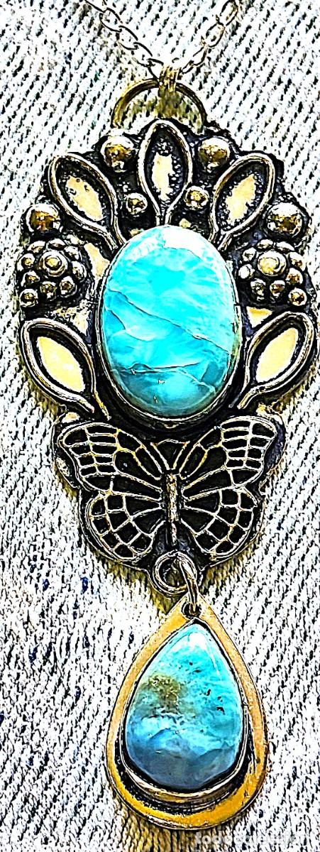 Joyeria: Colgante-Gargantilla Plata con piedras Larimar.