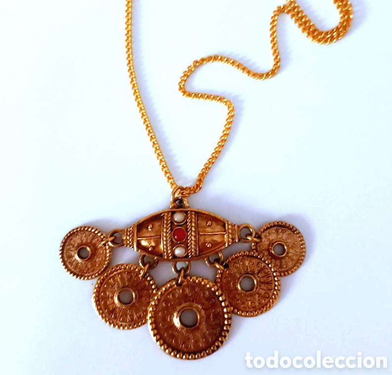 Joyeria: Collar, colgante de dise&ntilde;o tribal, &eacute;tnico Boho en dorado envejecido con monedas