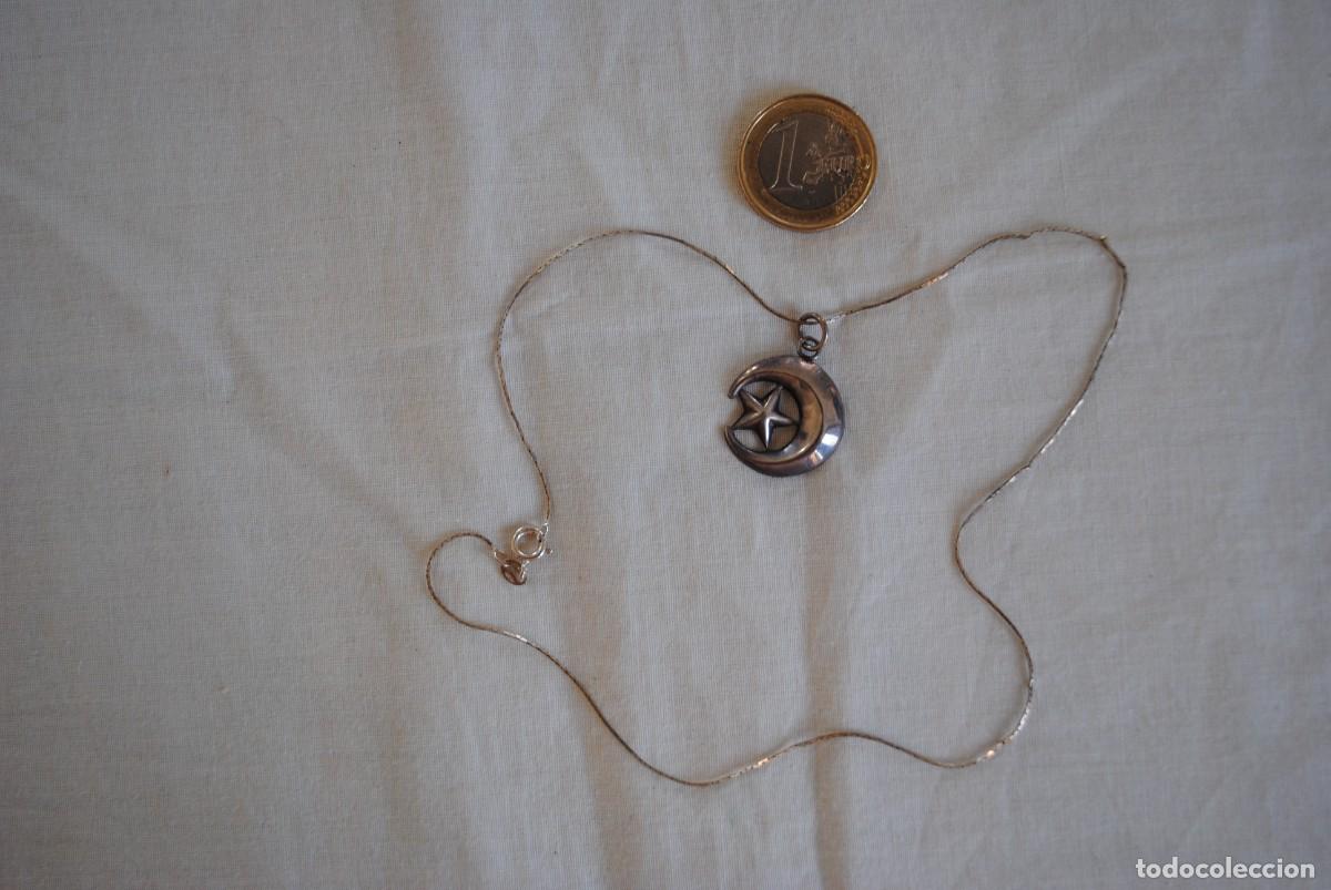 Joyeria: CADENA Y COLGANTE DE PLATA EN FORMA DE LUNA Y ESTRELLA - Foto 2