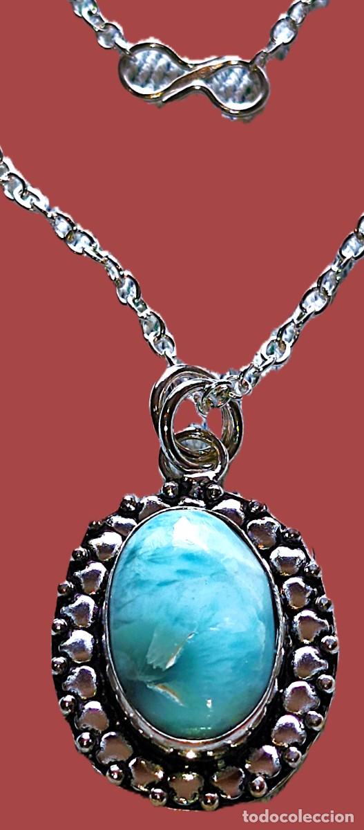 Joyeria: Colgante-Gargantilla Plata con piedra Larimar y cadena Plata