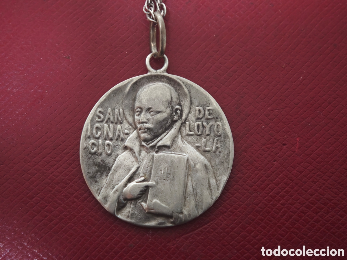 Joyeria: Medalla de San Ignacio de Loyola en plata de ley con cadena