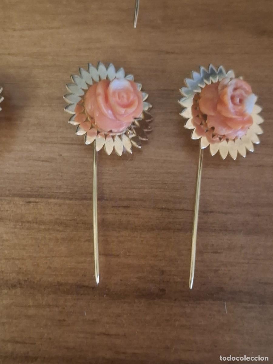 Joyeria: JUEGO DE ALFILERES ORO Y CORAL - Foto 4