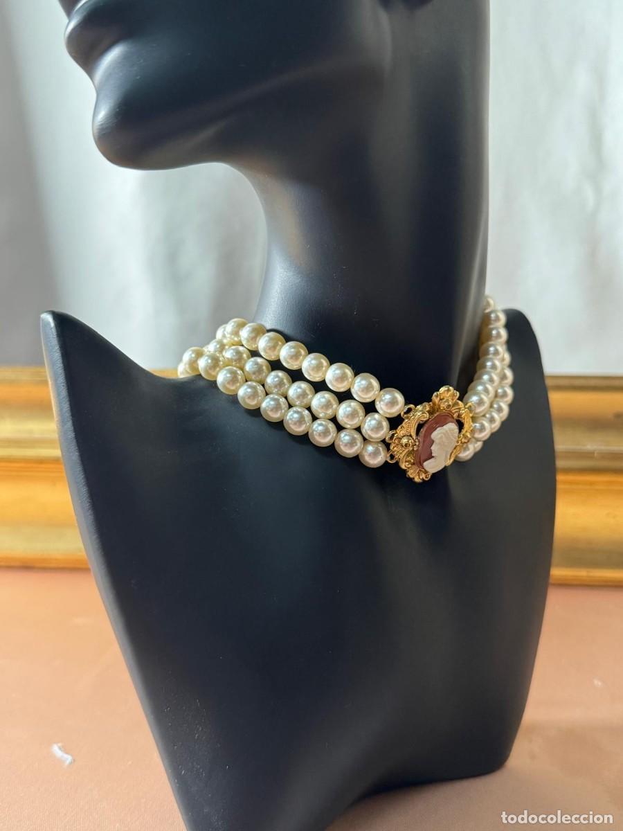 Joyeria: Conjunto vintage de collar y pendientes estilo camafeo - Foto 3