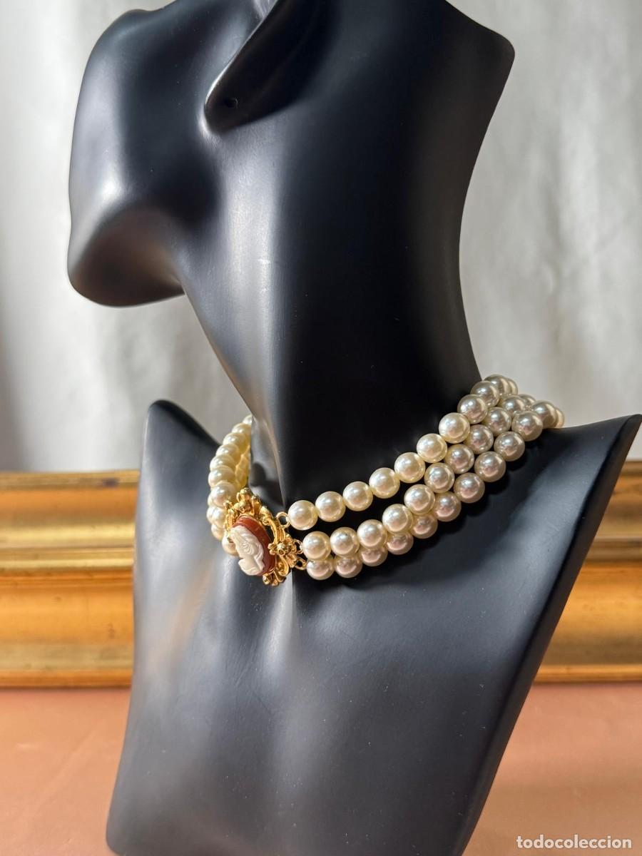 Joyeria: Conjunto vintage de collar y pendientes estilo camafeo - Foto 6