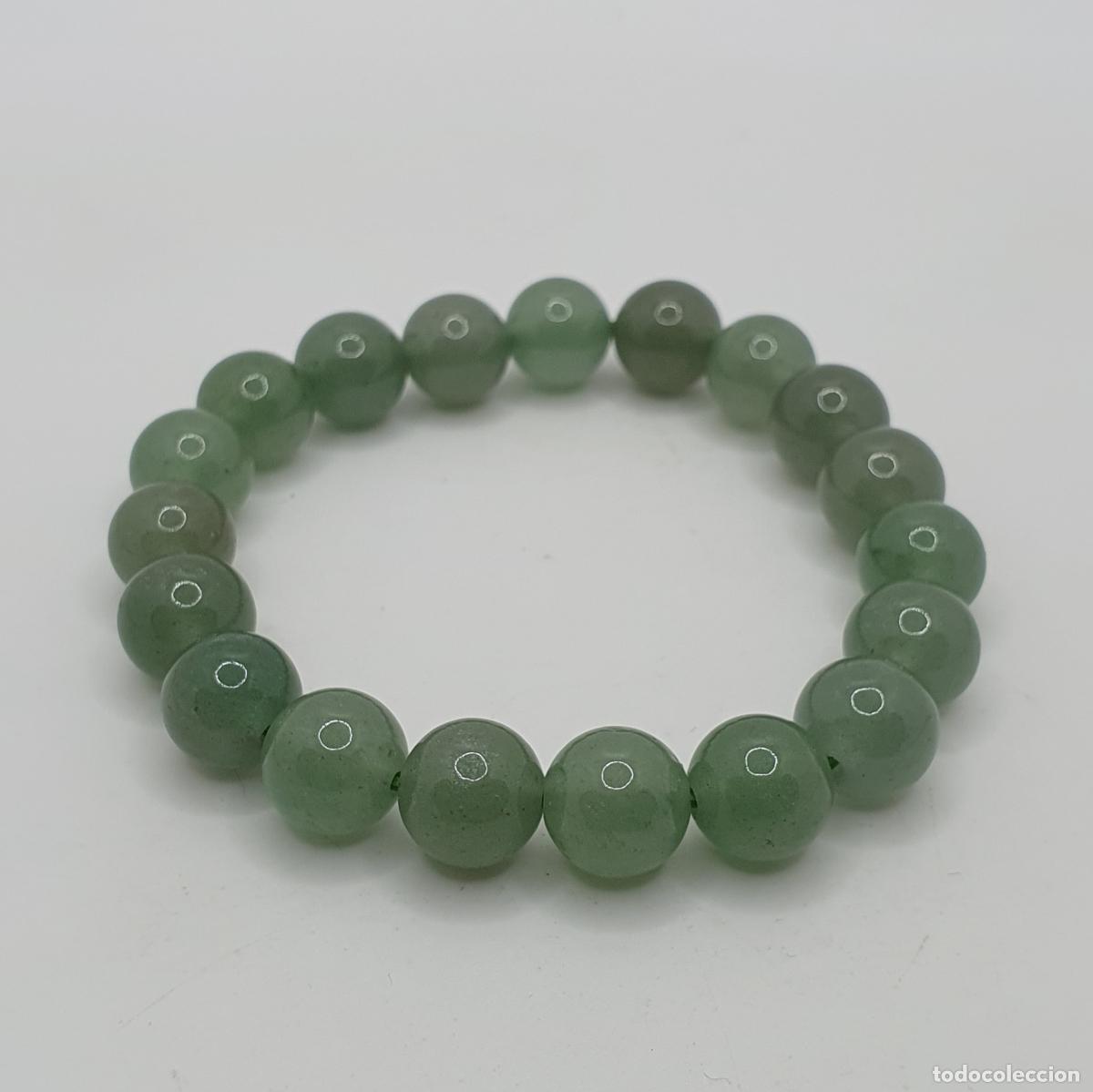Joyeria: Pulsera en cuentas esf&eacute;ricas en aventurina natural, amuleto para suerte, abundancia y prosperidad.
